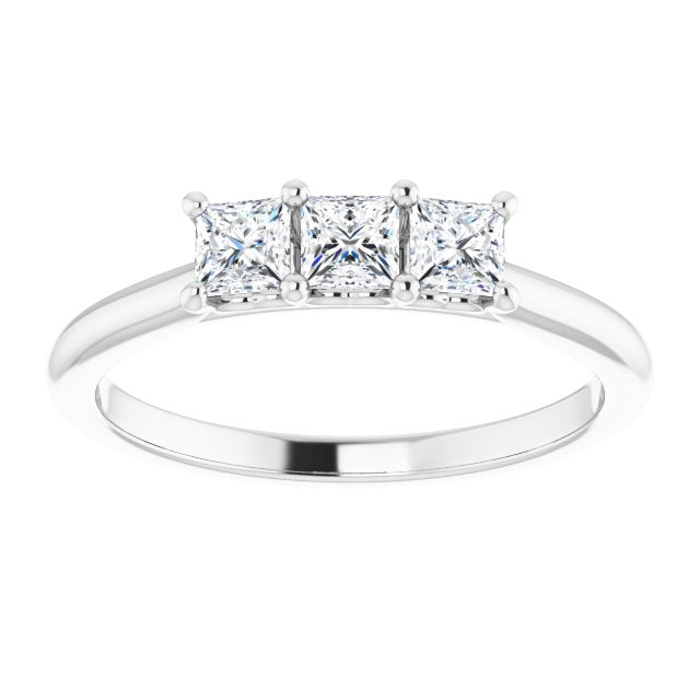 0.54 ct. Princess Cut Diamond 3 Stone Wedding Band-in 14K/18K White, Yellow, Rose Gold and Platinum - Christmas Jewelry Gift -VIRABYANI