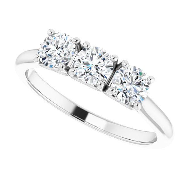 0.75 ct. Prong Set Round Cut Diamond 3 Stone Wedding Band-VIRABYANI