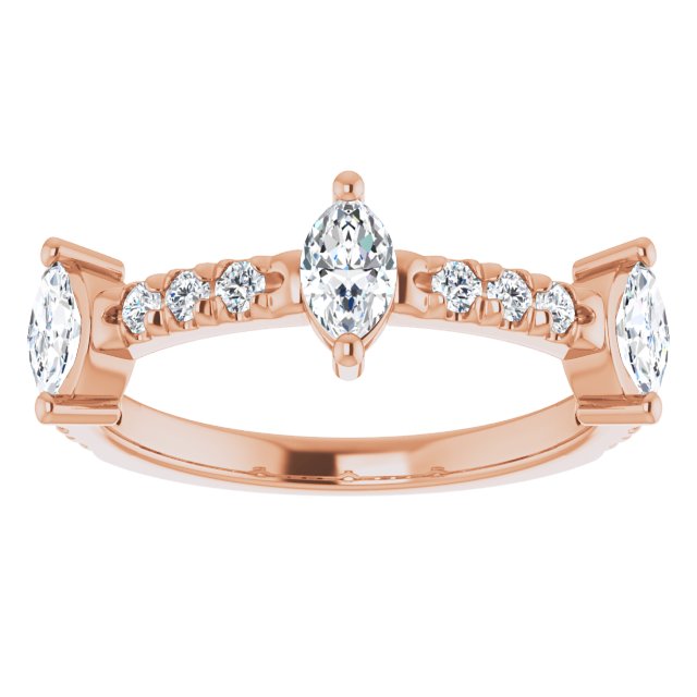 0.87 ct. Marquise And Round Diamond Wedding Band-VIRABYANI