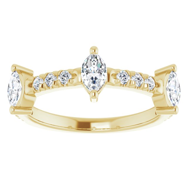 0.87 ct. Marquise And Round Diamond Wedding Band-VIRABYANI