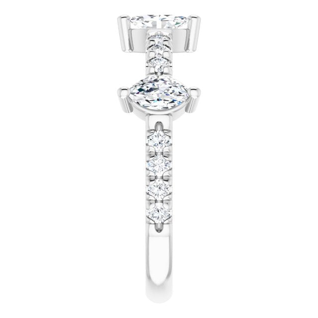 0.87 ct. Marquise And Round Diamond Wedding Band-VIRABYANI