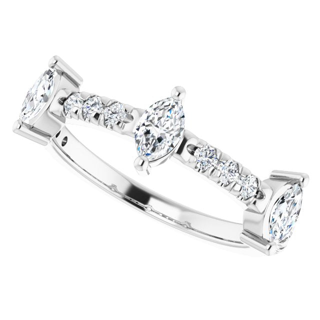 0.87 ct. Marquise And Round Diamond Wedding Band-VIRABYANI