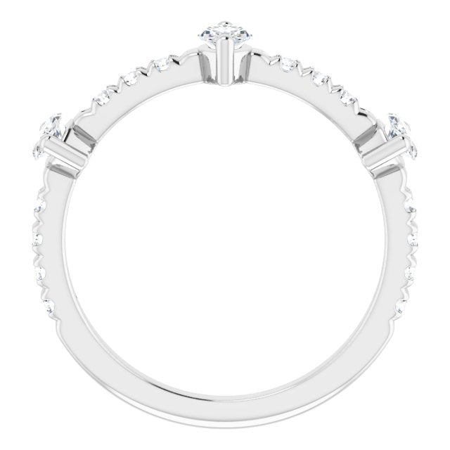 0.87 ct. Marquise And Round Diamond Wedding Band-VIRABYANI