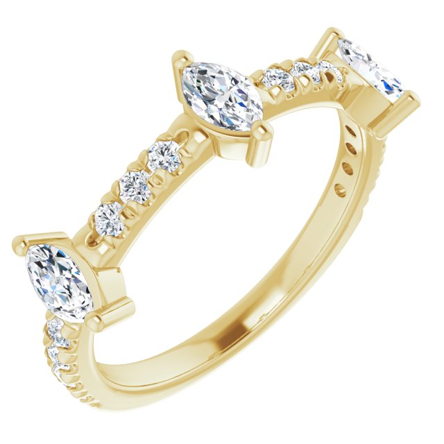 0.87 ct. Marquise And Round Diamond Wedding Band-VIRABYANI