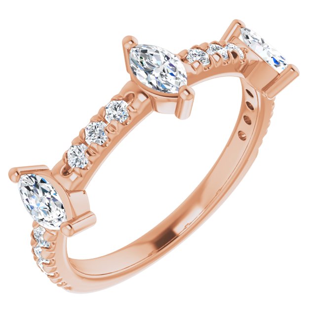 0.87 ct. Marquise And Round Diamond Wedding Band-VIRABYANI