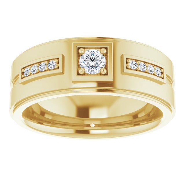0.25 ctw Round Diamond Men's Wide Ring-in 14K/18K White, Yellow, Rose Gold and Platinum - Christmas Jewelry Gift -VIRABYANI