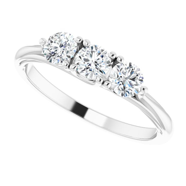 0.75 ct. Prong Set Round Cut Diamond 3 Stone Wedding Band-in 14K/18K White, Yellow, Rose Gold and Platinum - Christmas Jewelry Gift -VIRABYANI