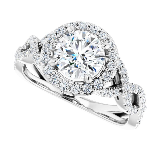 0.42 ctw Side Diamond Round Cut Halo Engagement Ring-in 14K/18K White, Yellow, Rose Gold and Platinum - Christmas Jewelry Gift -VIRABYANI