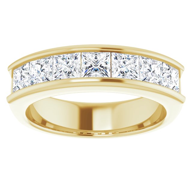 2.73 ctw Channel Set Princess Diamond Men's Ring-in 14K/18K White, Yellow, Rose Gold and Platinum - Christmas Jewelry Gift -VIRABYANI