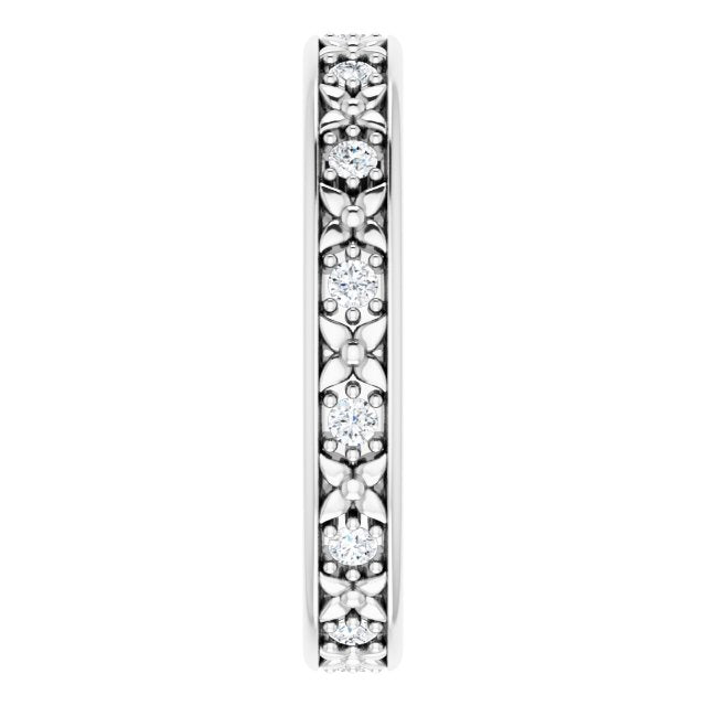 0.28 ct. Round Diamond, Floral Design Eternity Band-in 14K/18K White, Yellow, Rose Gold and Platinum - Christmas Jewelry Gift -VIRABYANI