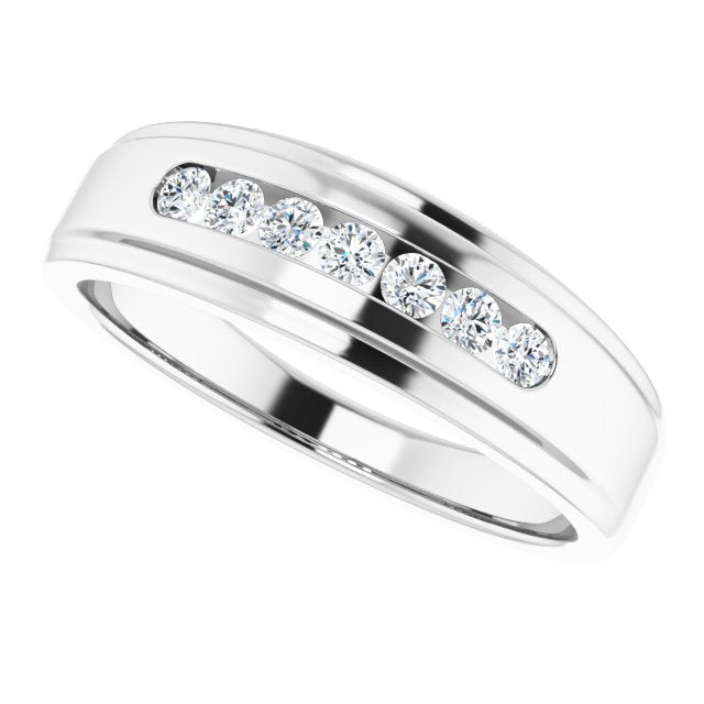 0.20 ctw Channel Set Round Diamond Men's Ring-VIRABYANI