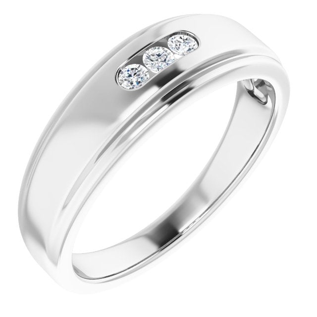 Channel Set 3 Stone Men's Diamond Ring-in 14K/18K White, Yellow, Rose Gold and Platinum - Christmas Jewelry Gift -VIRABYANI