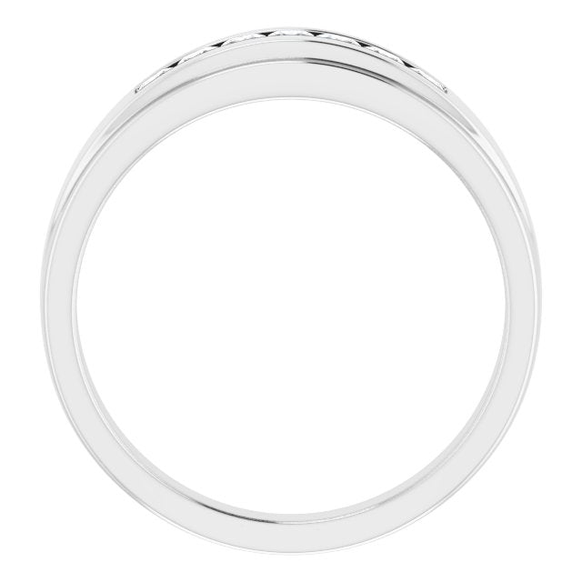 Seven Stone Channel Set Princess Diamond Men's Ring-VIRABYANI