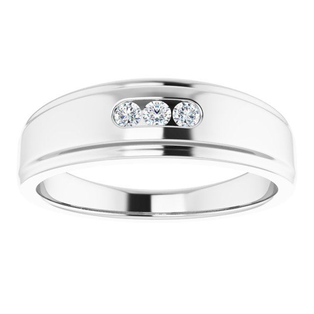 Channel Set 3 Stone Men's Diamond Ring-in 14K/18K White, Yellow, Rose Gold and Platinum - Christmas Jewelry Gift -VIRABYANI