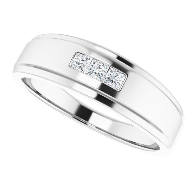 0.24 ctw Channel Set Princess Cut Diamond Men's Ring-VIRABYANI