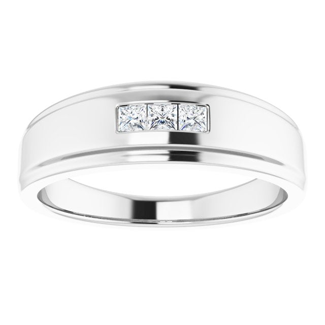 0.24 ctw Channel Set Princess Cut Diamond Men's Ring-VIRABYANI
