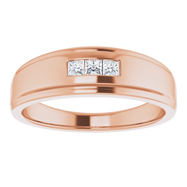0.24 ctw Channel Set Princess Cut Diamond Men's Ring-VIRABYANI