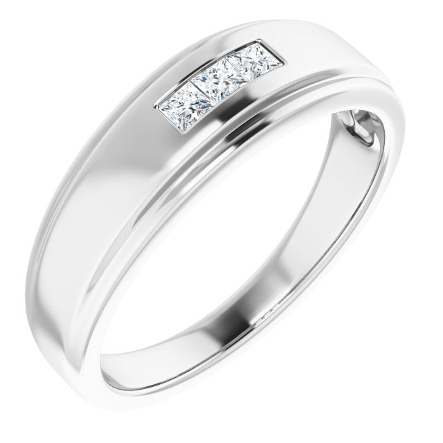 0.24 ctw Channel Set Princess Cut Diamond Men's Ring-VIRABYANI