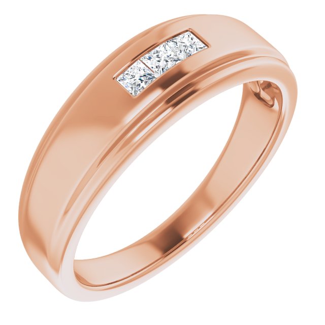 0.24 ctw Channel Set Princess Cut Diamond Men's Ring-in 14K/18K White, Yellow, Rose Gold and Platinum - Christmas Jewelry Gift -VIRABYANI