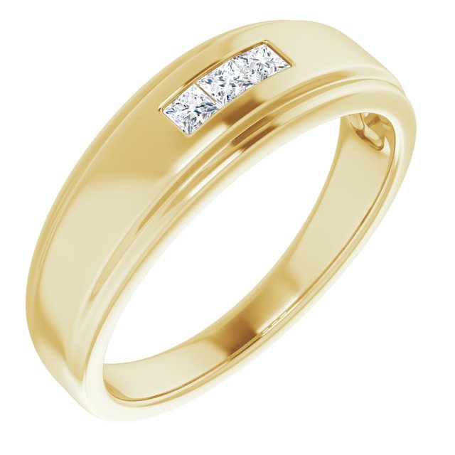 0.24 ctw Channel Set Princess Cut Diamond Men's Ring-in 14K/18K White, Yellow, Rose Gold and Platinum - Christmas Jewelry Gift -VIRABYANI