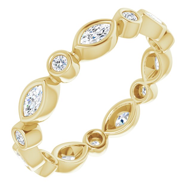0.64 ct. Bezel Set Marquise & Round Diamond Eternity Band-in 14K/18K White, Yellow, Rose Gold and Platinum - Christmas Jewelry Gift -VIRABYANI