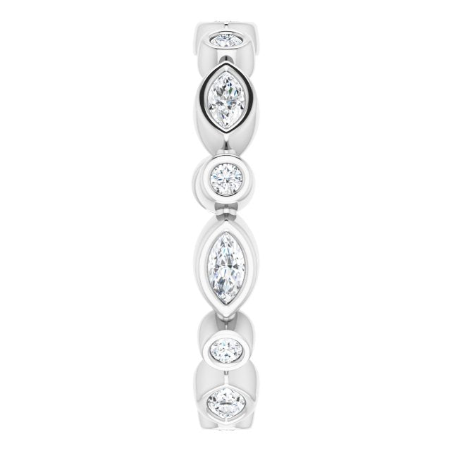 0.64 ct. Bezel Set Marquise & Round Diamond Eternity Band-VIRABYANI
