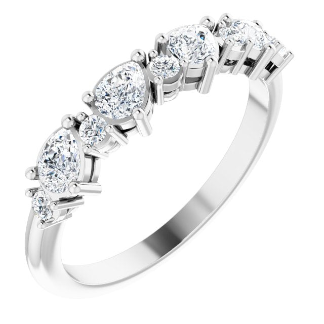 0.96 ct. Pear Cut Diamond And Round Diamond Wedding Band-VIRABYANI
