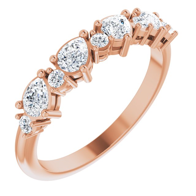 0.96 ct. Pear Cut Diamond And Round Diamond Wedding Band-VIRABYANI