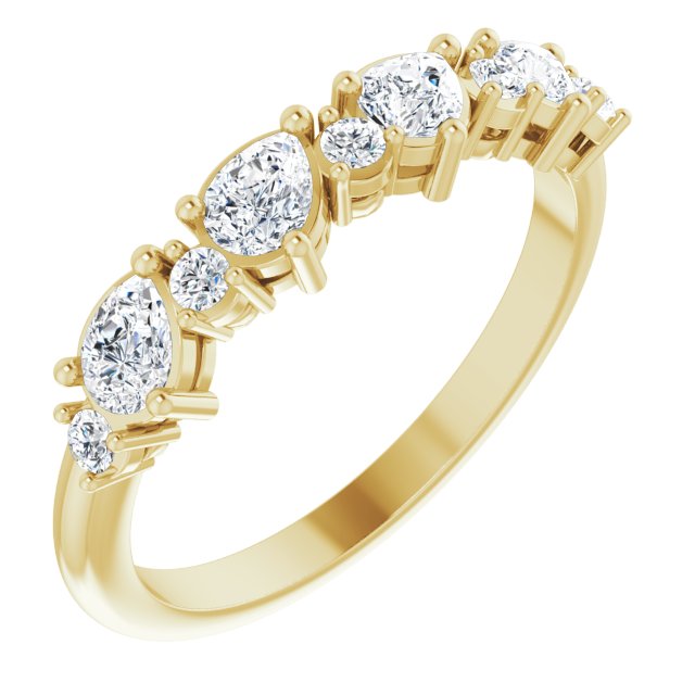 0.96 ct. Pear Cut Diamond And Round Diamond Wedding Band-VIRABYANI