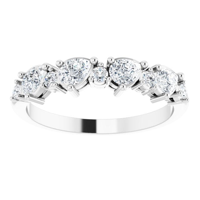 0.96 ct. Pear Cut Diamond And Round Diamond Wedding Band-VIRABYANI
