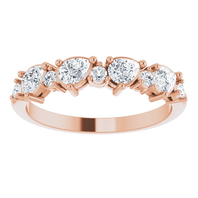 0.96 ct. Prong Set Pear Cut Diamond Wedding Band-in 14K/18K White, Yellow, Rose Gold and Platinum - Christmas Jewelry Gift -VIRABYANI