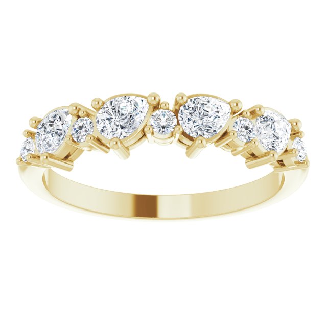 0.96 ct. Prong Set Pear Cut Diamond Wedding Band-in 14K/18K White, Yellow, Rose Gold and Platinum - Christmas Jewelry Gift -VIRABYANI