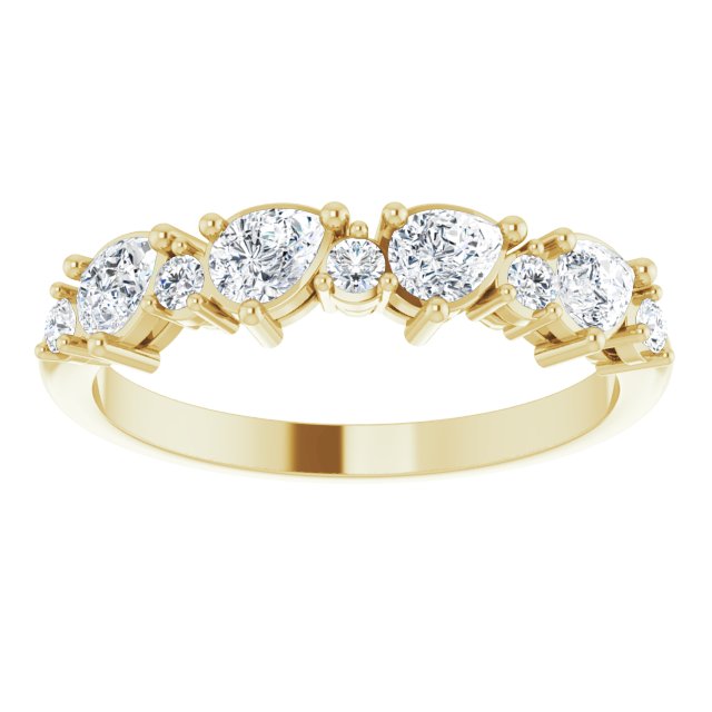 0.96 ct. Pear Cut Diamond And Round Diamond Wedding Band-VIRABYANI