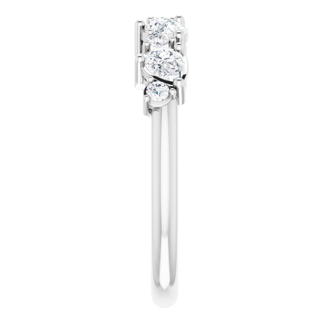0.96 ct. Pear Cut Diamond And Round Diamond Wedding Band-VIRABYANI