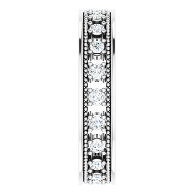 Vintage Style 0.50 ct. Round Diamond Milgrain Accent Eternity Band-VIRABYANI