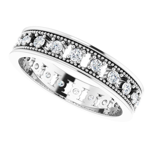 Vintage Style 0.50 ct. Round Diamond Milgrain Accent Eternity Band-VIRABYANI