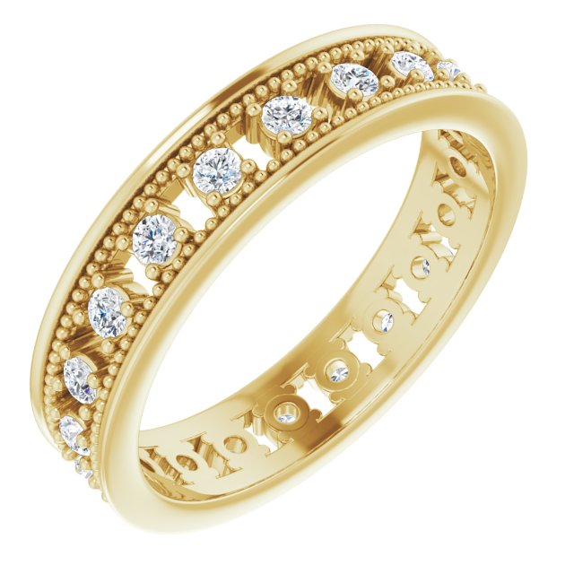 Vintage Style 0.50 ct. Round Diamond Milgrain Accent Eternity Band-VIRABYANI