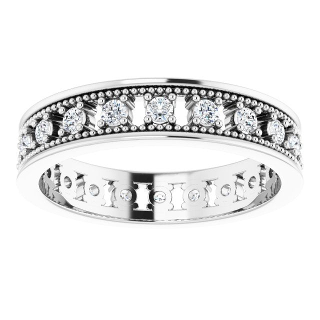 Vintage Style 0.50 ct. Round Diamond Milgrain Accent Eternity Band-VIRABYANI