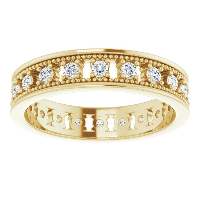 Vintage Style 0.50 ct. Round Diamond Milgrain Accent Eternity Band-VIRABYANI