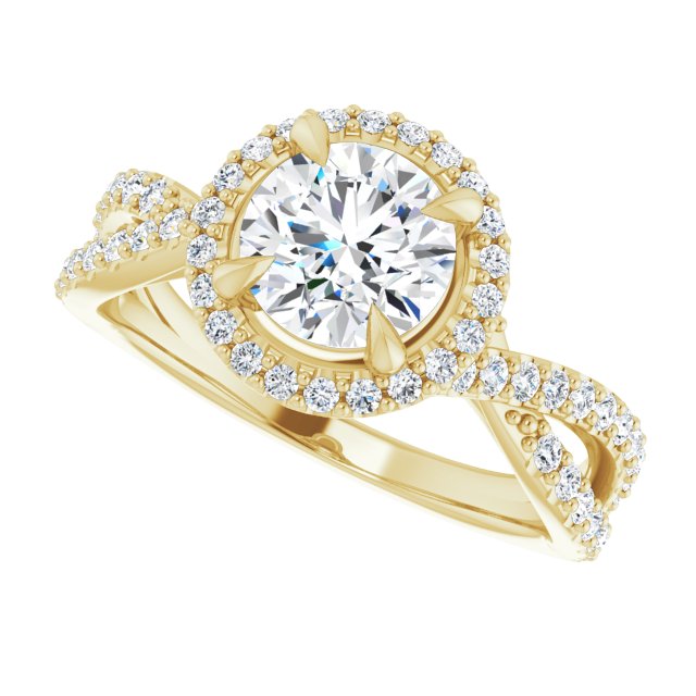 0.52 ctw Side Diamond Round Cut Halo Engagement Ring-in 14K/18K White, Yellow, Rose Gold and Platinum - Christmas Jewelry Gift -VIRABYANI