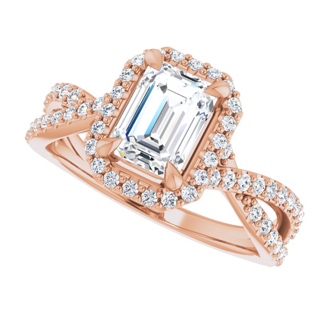 Emerald Cut Diamond Halo Engagement Ring-in 14K/18K White, Yellow, Rose Gold and Platinum - Christmas Jewelry Gift -VIRABYANI
