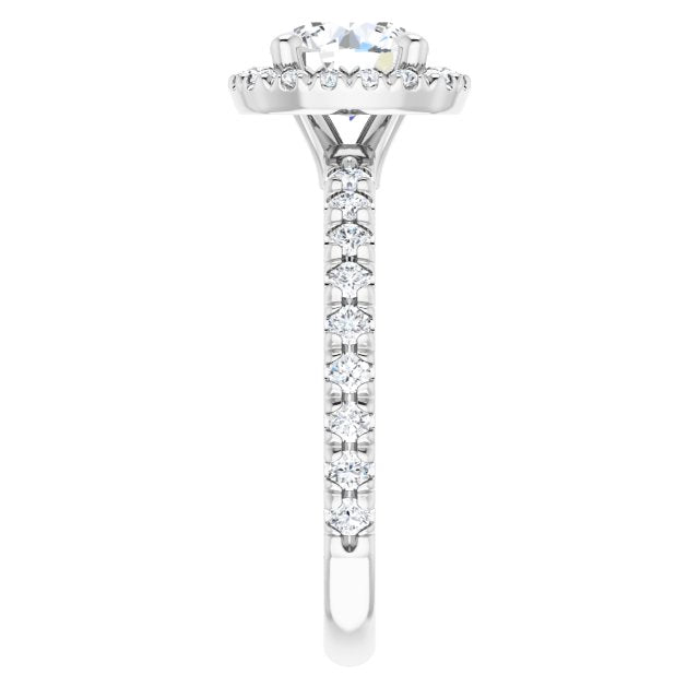 0.47 ctw Side Diamond Round Cut Halo Engagement Ring-in 14K/18K White, Yellow, Rose Gold and Platinum - Christmas Jewelry Gift -VIRABYANI