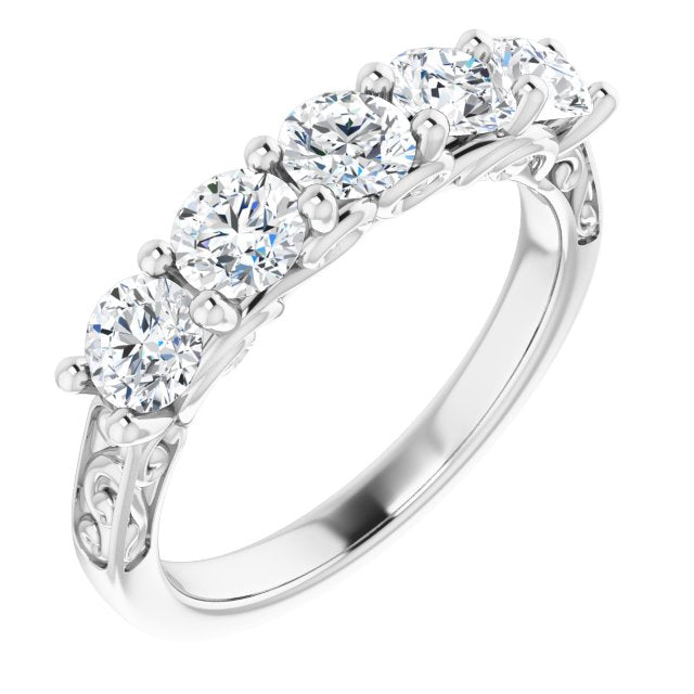 1.20 ct. Round Cut Diamond Wedding Band 5 Stone Anniversary Ring-VIRABYANI