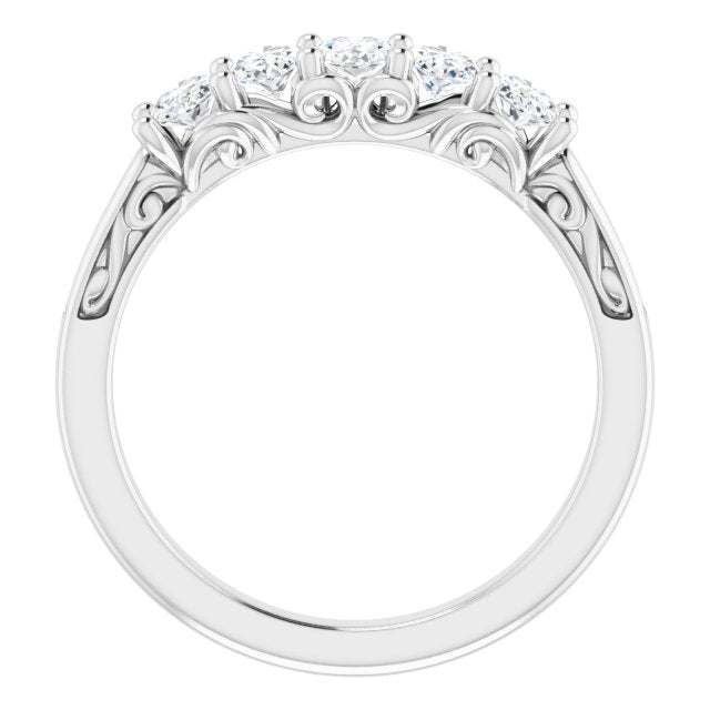 1.05 ct. Oval Cut Diamond Wedding Band 5 Stone Anniversary Ring-VIRABYANI