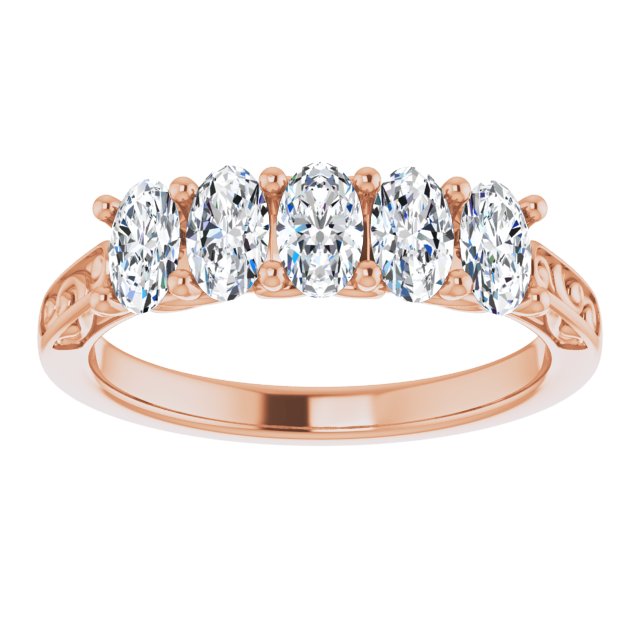 1.05 ct. Oval Cut Diamond Wedding Band 5 Stone Anniversary Ring-VIRABYANI