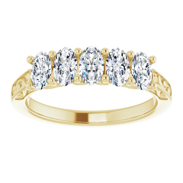 1.05 ct. Oval Cut Diamond Wedding Band 5 Stone Anniversary Ring-VIRABYANI