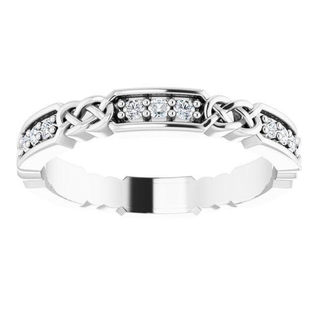 0.27 ct. Round Diamond Eternity Band Celtic Knot Accent Ring-VIRABYANI