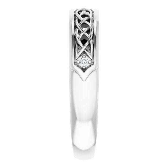 Art Deco Style Round Cut Diamond Wedding Band-VIRABYANI