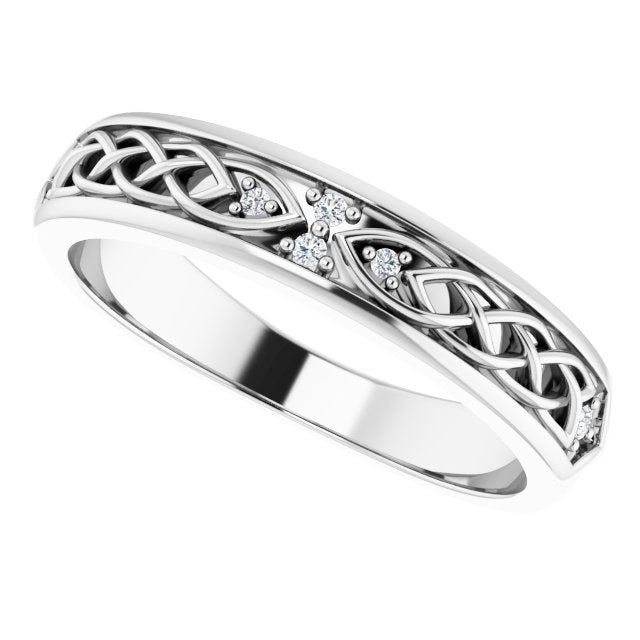 Art Deco Style Round Cut Diamond Wedding Band-VIRABYANI