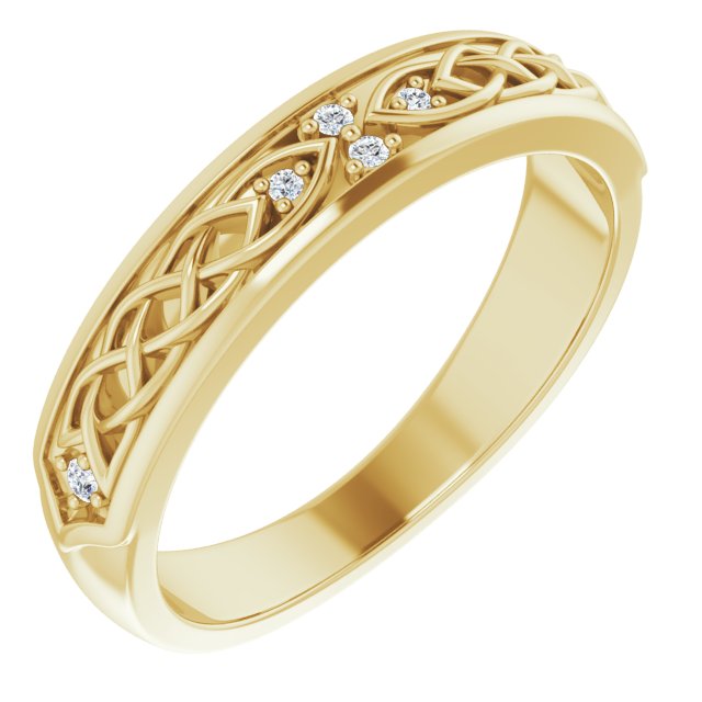 Art Deco Style Round Cut Diamond Wedding Band-VIRABYANI